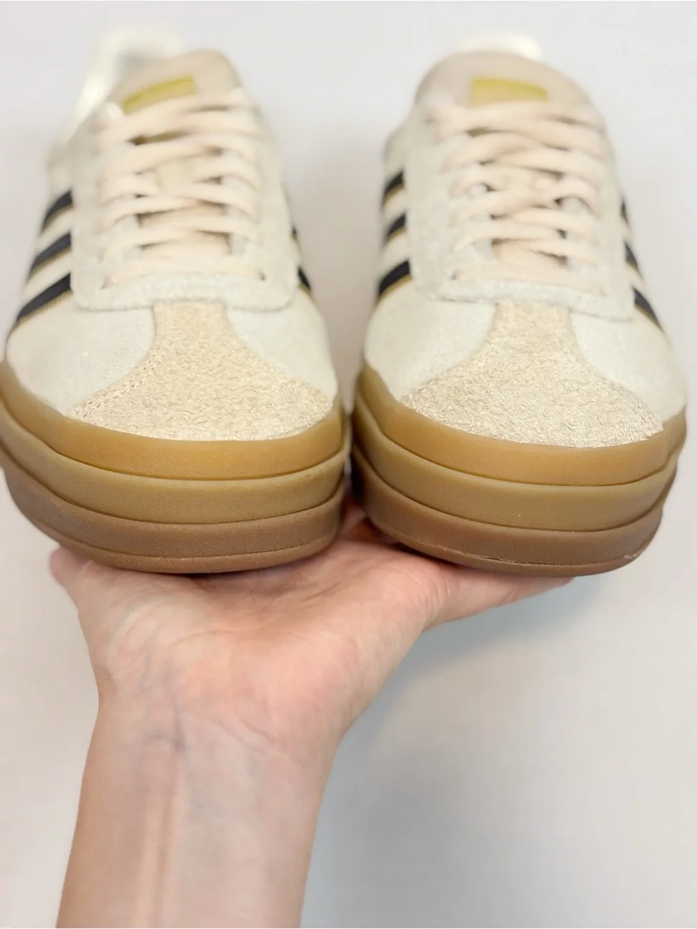 adidas Originals Gazelle Bold Platform Shoes Cream White/Core Black Size 10